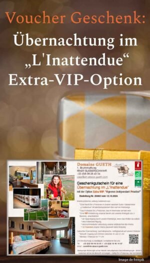Voucher Geschenk : Eine Übernachtung in der Premium-Suite „L'Inattendue” für 2 Personen mit Extra-VIP-Option
