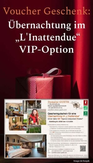 Voucher Geschenk : Eine Übernachtung in der Premium-Suite „L'Inattendue” für 2 Personen mit VIP-Option