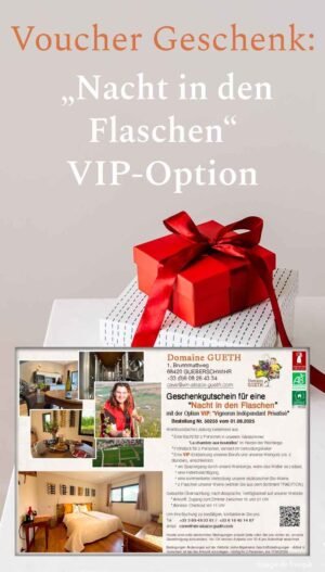 Voucher Geschenk : eine „Nacht in den Flaschen“ für 2 Personen im VIP-Option